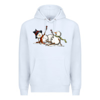White snowman with wine Premium Hoodie - MaliasSmallBusiness