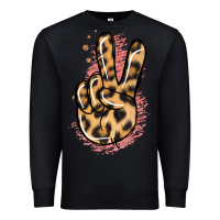 Black Pink Glitter Leopard Peace Sign Premium Sweatshirt - Jasminsmagicworld