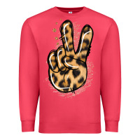 Cardinal Pink Glitter Leopard Peace Sign Premium Sweatshirt - Jasminsmagicworld