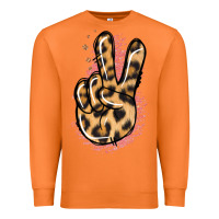 Carrot Pink Glitter Leopard Peace Sign Premium Sweatshirt - Jasminsmagicworld