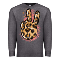 Charcoal Heather Pink Glitter Leopard Peace Sign Premium Sweatshirt - Jasminsmagicworld