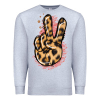 Heather Grey Pink Glitter Leopard Peace Sign Premium Sweatshirt - Jasminsmagicworld