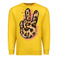 Lemon Pink Glitter Leopard Peace Sign Premium Sweatshirt - Jasminsmagicworld