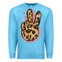 Ocean Blue Pink Glitter Leopard Peace Sign Premium Sweatshirt - Jasminsmagicworld