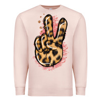 Pale Pink Pink Glitter Leopard Peace Sign Premium Sweatshirt - Jasminsmagicworld