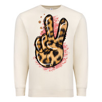 Sandshell Pink Glitter Leopard Peace Sign Premium Sweatshirt - Jasminsmagicworld