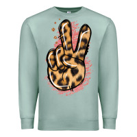 Seafoam Pink Glitter Leopard Peace Sign Premium Sweatshirt - Jasminsmagicworld
