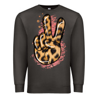 Smoke Pink Glitter Leopard Peace Sign Premium Sweatshirt - Jasminsmagicworld