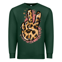 Sports Green Pink Glitter Leopard Peace Sign Premium Sweatshirt - Jasminsmagicworld