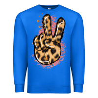 True Royal Pink Glitter Leopard Peace Sign Premium Sweatshirt - Jasminsmagicworld