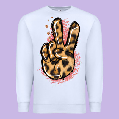 Pink Glitter Leopard Peace Sign Premium Sweatshirt Designed By Jasminsmagicworld