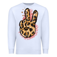 White Pink Glitter Leopard Peace Sign Premium Sweatshirt - Jasminsmagicworld