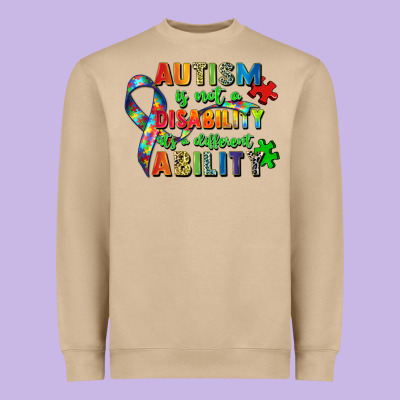 Autism Is Not A Disability Its A Different Ability Heavyweight Sweatshirt Designed By Zillion Design Studio