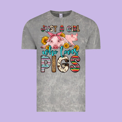 Just A Girl Who Loves Pigs Vintage Tee Designed By Zillion Design Studio