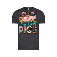 Vintage Black just a girl who loves pigs Vintage Tee - Zillion Design Studio