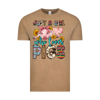 Vintage Coffee just a girl who loves pigs Vintage Tee - Zillion Design Studio