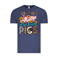 Vintage Denim just a girl who loves pigs Vintage Tee - Zillion Design Studio