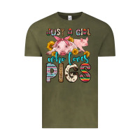 Vintage Olive just a girl who loves pigs Vintage Tee - Zillion Design Studio