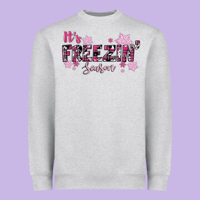 Heavyweight Sweatshirt It's Freezin Season Pink Christmas