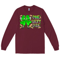 Burgundy one lucky dude Long Sleeve Tee - RacoonDesign