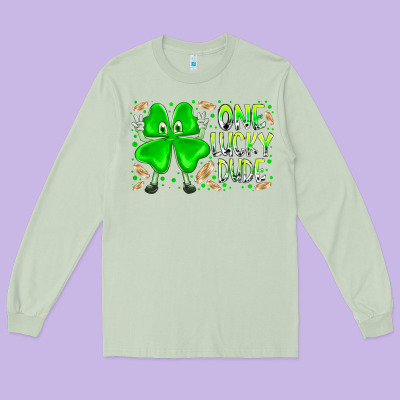 One Lucky Dude Long Sleeve Tee Designed By Racoondesign