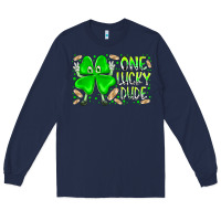 Navy one lucky dude Long Sleeve Tee - RacoonDesign