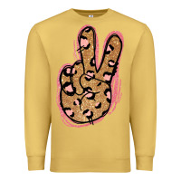 Antique Gold Gold Glitter Pink Leopard Peace Sign Premium Sweatshirt - Jasminsmagicworld