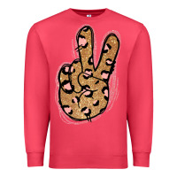 Cardinal Gold Glitter Pink Leopard Peace Sign Premium Sweatshirt - Jasminsmagicworld