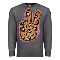Charcoal Heather Gold Glitter Pink Leopard Peace Sign Premium Sweatshirt - Jasminsmagicworld