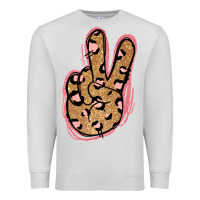 Dove Grey Gold Glitter Pink Leopard Peace Sign Premium Sweatshirt - Jasminsmagicworld