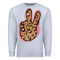 Heather Grey Gold Glitter Pink Leopard Peace Sign Premium Sweatshirt - Jasminsmagicworld