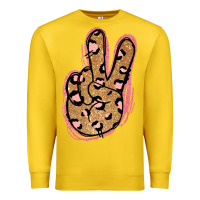 Lemon Gold Glitter Pink Leopard Peace Sign Premium Sweatshirt - Jasminsmagicworld