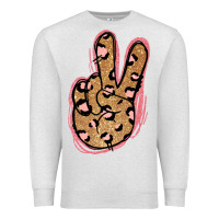 Oatmeal Heather Gold Glitter Pink Leopard Peace Sign Premium Sweatshirt - Jasminsmagicworld