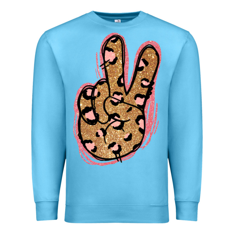 Gold Glitter Pink Leopard Peace Sign Premium Sweatshirt by Jasminsmagicworld | Teevron