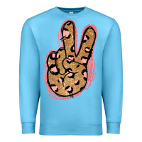 Ocean Blue Gold Glitter Pink Leopard Peace Sign Premium Sweatshirt - Jasminsmagicworld