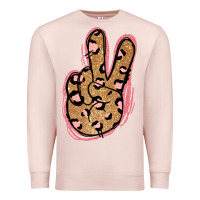 Pale Pink Gold Glitter Pink Leopard Peace Sign Premium Sweatshirt - Jasminsmagicworld