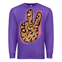Purple Gold Glitter Pink Leopard Peace Sign Premium Sweatshirt - Jasminsmagicworld