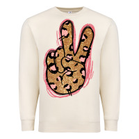 Sandshell Gold Glitter Pink Leopard Peace Sign Premium Sweatshirt - Jasminsmagicworld
