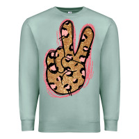 Seafoam Gold Glitter Pink Leopard Peace Sign Premium Sweatshirt - Jasminsmagicworld