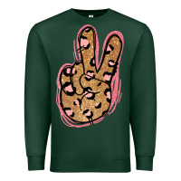 Sports Green Gold Glitter Pink Leopard Peace Sign Premium Sweatshirt - Jasminsmagicworld