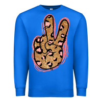 True Royal Gold Glitter Pink Leopard Peace Sign Premium Sweatshirt - Jasminsmagicworld