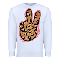 White Gold Glitter Pink Leopard Peace Sign Premium Sweatshirt - Jasminsmagicworld
