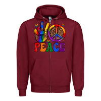 Burgundy peace Zipper Hoodie - JahusDesignShop