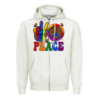 Oatmeal Heather peace Zipper Hoodie - JahusDesignShop
