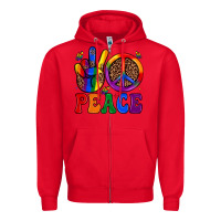Red peace Zipper Hoodie - JahusDesignShop