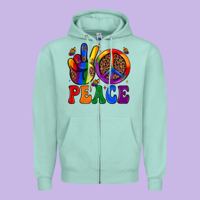 Peace Zipper Hoodie Designed By Jahusdesignshop