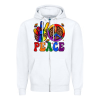 White peace Zipper Hoodie - JahusDesignShop