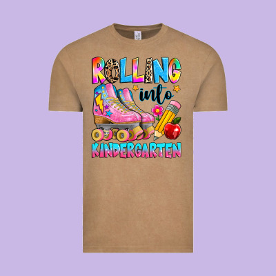 Rolling Into Kindergarten Grade Vintage Tee Designed By Texasbilliewilder