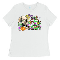 White eat drınk and be scary Ladies Tee - AdoDesignShop