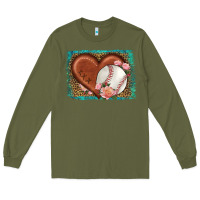 Army Green western leopard baseball heart Long Sleeve Tee - HRA Design Shop